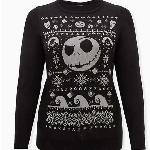 TORRID Disney NMBC Jack Skellington Face Black Sweater! NWT! - Picture 5 of 7